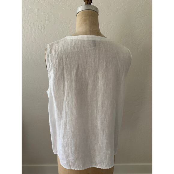 EILEEN FISHER Womens Petite 100% Organic Linen Sleeveless Tunic Size Small White - Picture 5 of 7